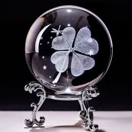 1pc Crystal Ball Art Decoration; Decoration Craft; Crystal Ball Valentine's Day Gifts Birthday Gifts (Color: Four-leaf Clover)