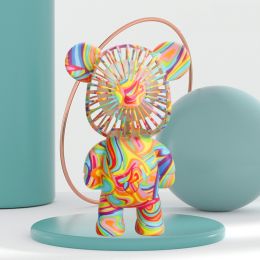 1pc Small Desktop Fan; Cute Bear Charging Fan; USB Charging; Portable; Suitable For Home Office Outdoor Travel (style: A)