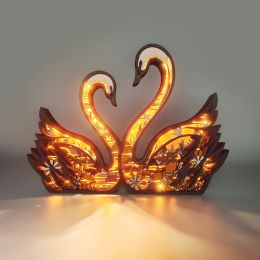 1pc Swan Wooden Night Light; Suitable For Room; Desk; A Symbol Of Love Exquisite Night Light (style: LED LIGHT)