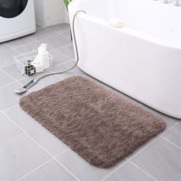 Thickened Plush Entrance Carpet Absorbent Non-slip Soft Kitchen Bathroom Bedroom Living Room Simple Floor Door Mat Home Decor (Color: Dark brown)