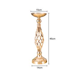 Gold/Silver Wedding Candle Holders Decor Table Centerpiece Pillar Flower Vase Rack Stand Road Lead Floral Bouquet Party Supplies (Color: Gold Small)