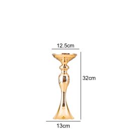 Gold/ Silver/White Metal Candle Holders Flower Vase Candlestick Centerpieces Road Lead Wedding Party Home Table Event Decoration (Color: small gold)