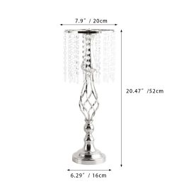 New Luxury Metal Candle Holders with Crystal Flowers Vase Candlestick Table Centerpieces Wedding Table Candle Stand Wedding Prop (Color: Silver-L)