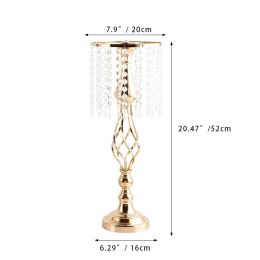 New Luxury Metal Candle Holders with Crystal Flowers Vase Candlestick Table Centerpieces Wedding Table Candle Stand Wedding Prop (Color: Gold-L)