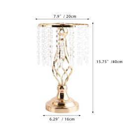 New Luxury Metal Candle Holders with Crystal Flowers Vase Candlestick Table Centerpieces Wedding Table Candle Stand Wedding Prop (Color: Gold-S)