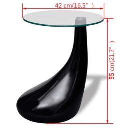 Coffee Table with Round Glass Top High Gloss (Color: Black)