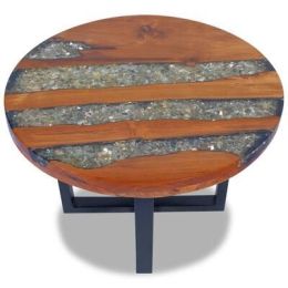 Coffee Table Teak Resin 23.6" (Color: Black Walnut)