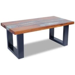 Coffee Table Teak Resin 39.4"x19.7"x15.7" (Color: Multicolor)