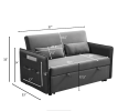 Pull Out Sofa Bed; Modern Adjustable Pull Out Bed Lounge Chair with 2 Side Pockets; 2 Pillows for Home Office