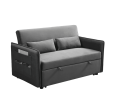 Pull Out Sofa Bed; Modern Adjustable Pull Out Bed Lounge Chair with 2 Side Pockets; 2 Pillows for Home Office