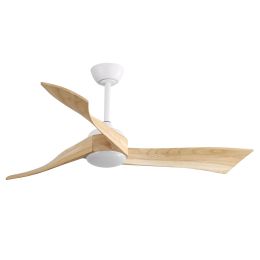 52 Inch Matt White Ceiling Fan Light With 6 Speed Remote Energy-saving DC Motor (Color: as Pic)