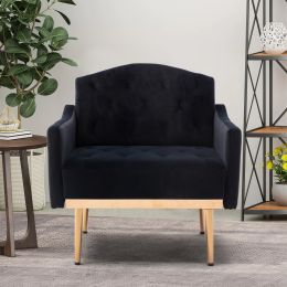 Accent Chair ,leisure single sofa with Rose Golden feet Item Code: W39531525 First Available: 2021-05-07 Return Rate: Low (Color: Black)