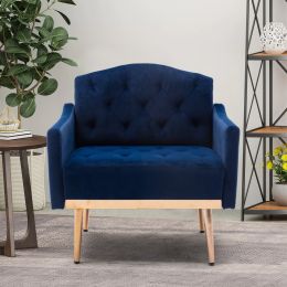 Accent Chair ,leisure single sofa with Rose Golden feet Item Code: W39531525 First Available: 2021-05-07 Return Rate: Low (Color: Navy)