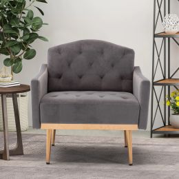 Accent Chair ,leisure single sofa with Rose Golden feet Item Code: W39531525 First Available: 2021-05-07 Return Rate: Low (Color: Gray)