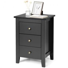 Beautiful Design Modern Style Bedside Cabinet With 3 Drawers (Color: Black)