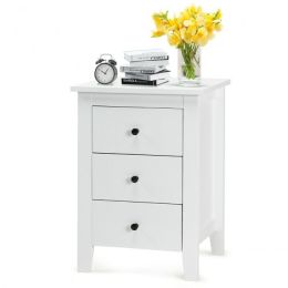 Beautiful Design Modern Style Bedside Cabinet With 3 Drawers (Color: White)