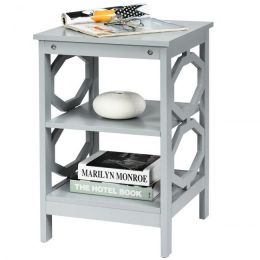 Simple And Fashion 3-tier Sofa Side End Accent Table Nightstand (Color: Grey)