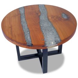 Coffee Table Teak Resin 23.6" (Color: Brown)