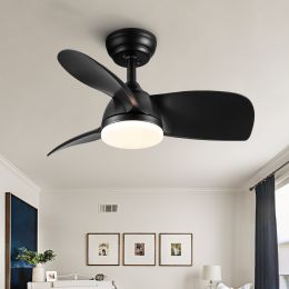 28 In Intergrated LED Ceiling Fan Lighting with White /Black  ABS Blade (Color: Black)