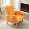 Rocking Chair Mid-Century Modern Rocking Armchair Upholstered Tall Back Accent Glider Rocker