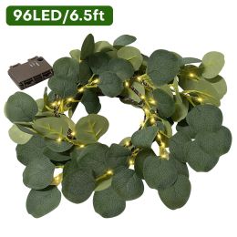 6.56ft 96 LED Eucalyptus Garland Lights Wedding Christmas Tree Decor Lights for Home Party (Quantity: 1pc)