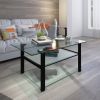 Transparent glass black coffee table, modern simple, living room coffee table, side center table