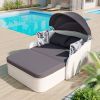 79.9" Outdoor Sunbed with Adjustable Canopy;  Double lounge;  PE Rattan Daybed