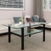 Transparent glass black coffee table, modern simple, living room coffee table, side center table