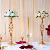 Gold/Silver Wedding Candle Holders Decor Table Centerpiece Pillar Flower Vase Rack Stand Road Lead Floral Bouquet Party Supplies