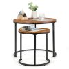 Set of 2 Modern Round Stacking Nesting Coffee Tables