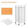 Rolling Storage Cart Organizer with 10 Compartments and 4 Universal Casters