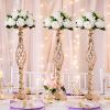 Gold/Silver Wedding Candle Holders Decor Table Centerpiece Pillar Flower Vase Rack Stand Road Lead Floral Bouquet Party Supplies