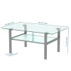 Transparent glass black coffee table, modern simple, living room coffee table, side center table