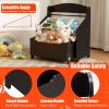 Kids Wooden Toy Storage Unit Organizer with Rolling Toy Box and Plastic Bins