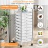 Rolling Storage Cart Organizer with 10 Compartments and 4 Universal Casters