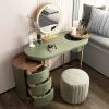 Modern Makeup Vanity Table With LED Lighted Mirror;  Dressing Table with Movable Tray Top;  4 Solid Wood Drawer;  Without Stool;  43"