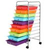 Rolling Storage Cart Organizer with 10 Compartments and 4 Universal Casters