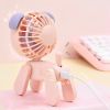 1PC Deer/Dog Portable Handheld Battery Powered Fan; 500mAh USB Rechargeable Battery Operated Fan Desk Fan Mini Small Fan