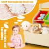 Kids Wooden Toy Storage Unit Organizer with Rolling Toy Box and Plastic Bins