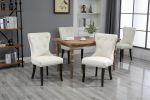 Victorian Dining Chair Button Tufted Armless Chair Upholstered Accent Chair,Nailhead Trim,Chair Ring Pull Set of 2