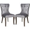 Victorian Dining Chair Button Tufted Armless Chair Upholstered Accent Chair,Nailhead Trim,Chair Ring Pull Set of 2