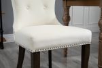 Victorian Dining Chair Button Tufted Armless Chair Upholstered Accent Chair,Nailhead Trim,Chair Ring Pull Set of 2