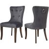 Victorian Dining Chair Button Tufted Armless Chair Upholstered Accent Chair,Nailhead Trim,Chair Ring Pull Set of 2