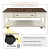 Two-tone Retro Cocktail Table Coffee Table Easy Assembly Movable with Caster Wheels for Livingroom (Antique Gray)