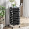 Rolling Storage Cart Organizer with 10 Compartments and 4 Universal Casters