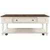 Two-tone Retro Cocktail Table Coffee Table Easy Assembly Movable with Caster Wheels for Livingroom (Antique Gray)