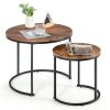 Set of 2 Modern Round Stacking Nesting Coffee Tables