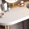 Modern Makeup Vanity Table With LED Lighted Mirror;  Dressing Table with Movable Tray Top;  4 Solid Wood Drawer;  Without Stool;  43"