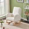 Rocking Chair Mid-Century Modern Rocking Armchair Upholstered Tall Back Accent Glider Rocker