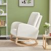 Rocking Chair Mid-Century Modern Rocking Armchair Upholstered Tall Back Accent Glider Rocker